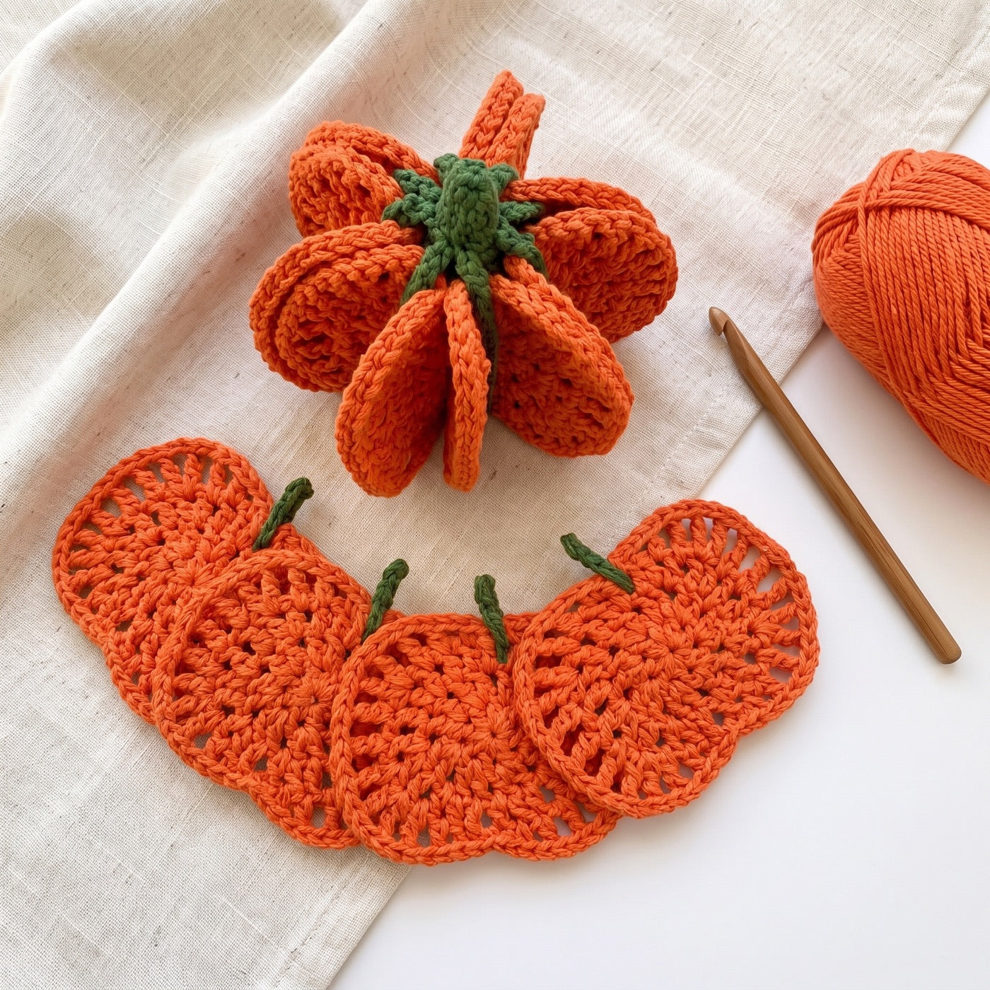 Crochet Pumpkin Coaster Set Pattern pattern pages