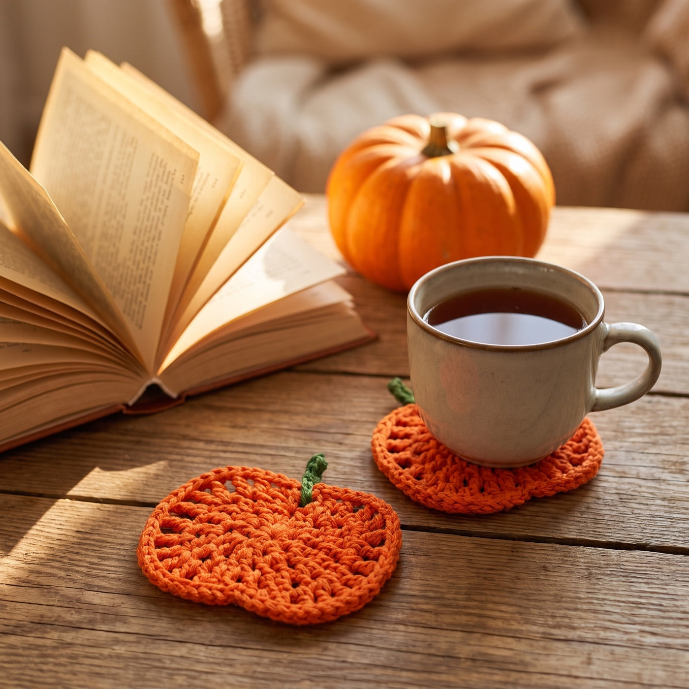 Crochet Pumpkin Coaster Set Pattern