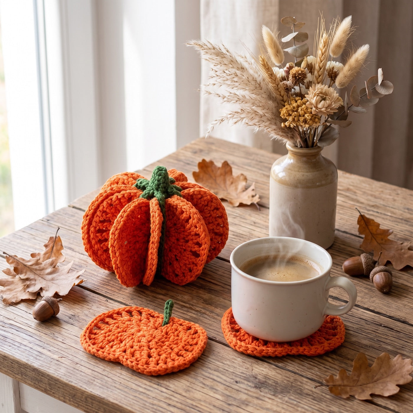 Pumpkin Coaster Set — 8 Coasters That Build a 3D Pumpkin